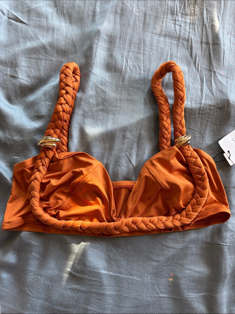 Bra Top with Braided Straps in Burnt Orange